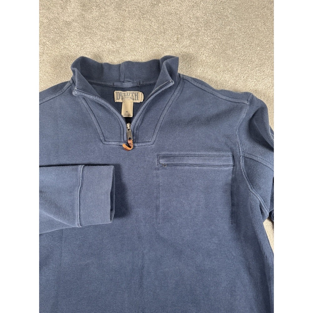 Duluth Trading Men's XL Navy Class Act Rib 1/4‎ Zip Mock Pullover Long Sleeve
